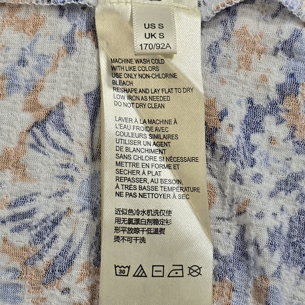 Maeve Blue Floral Print Caryn Square Neck Tank Top Womens Sleeveless Size Small - Picture 8 of 10